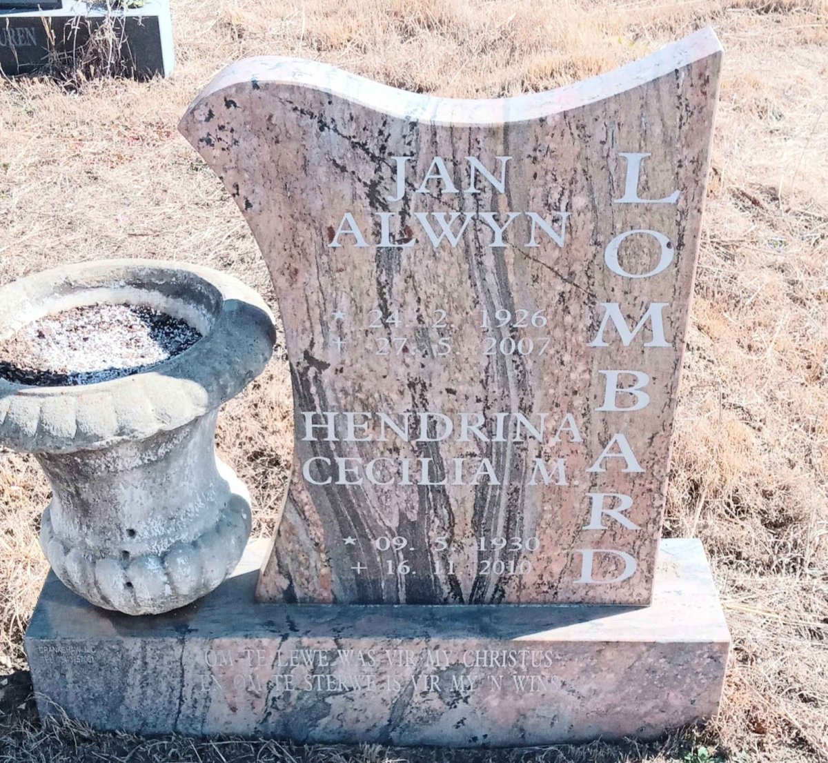 LOMBARD Jan Alwyn 1926-2007 & Hendrina Cecilia M. 1930-2010