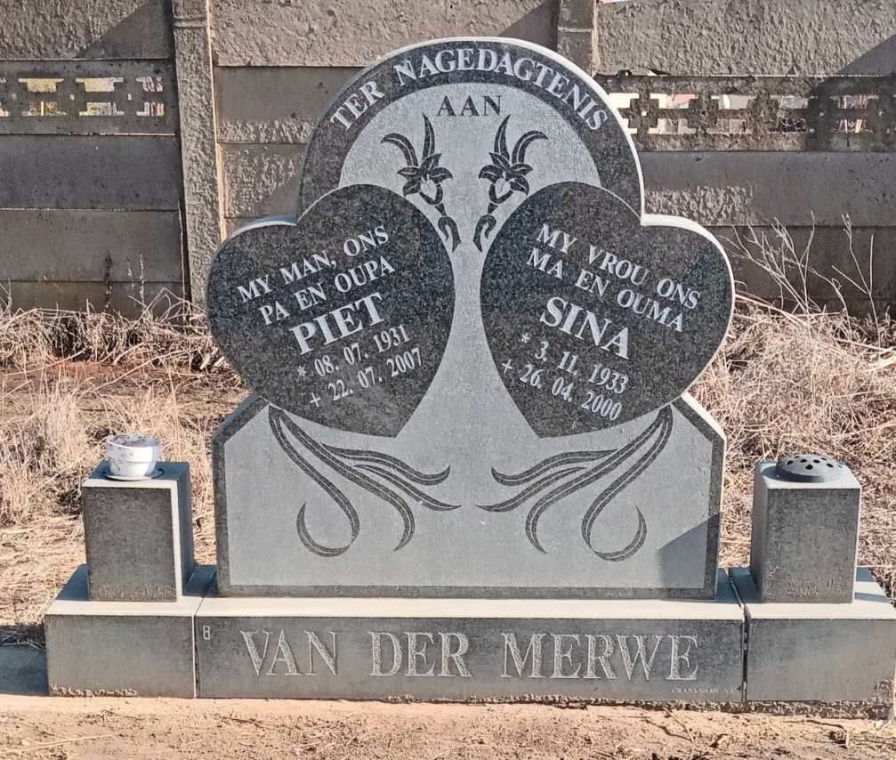 MERWE Piet, van der 1931-2007 & Sina 1933-2000