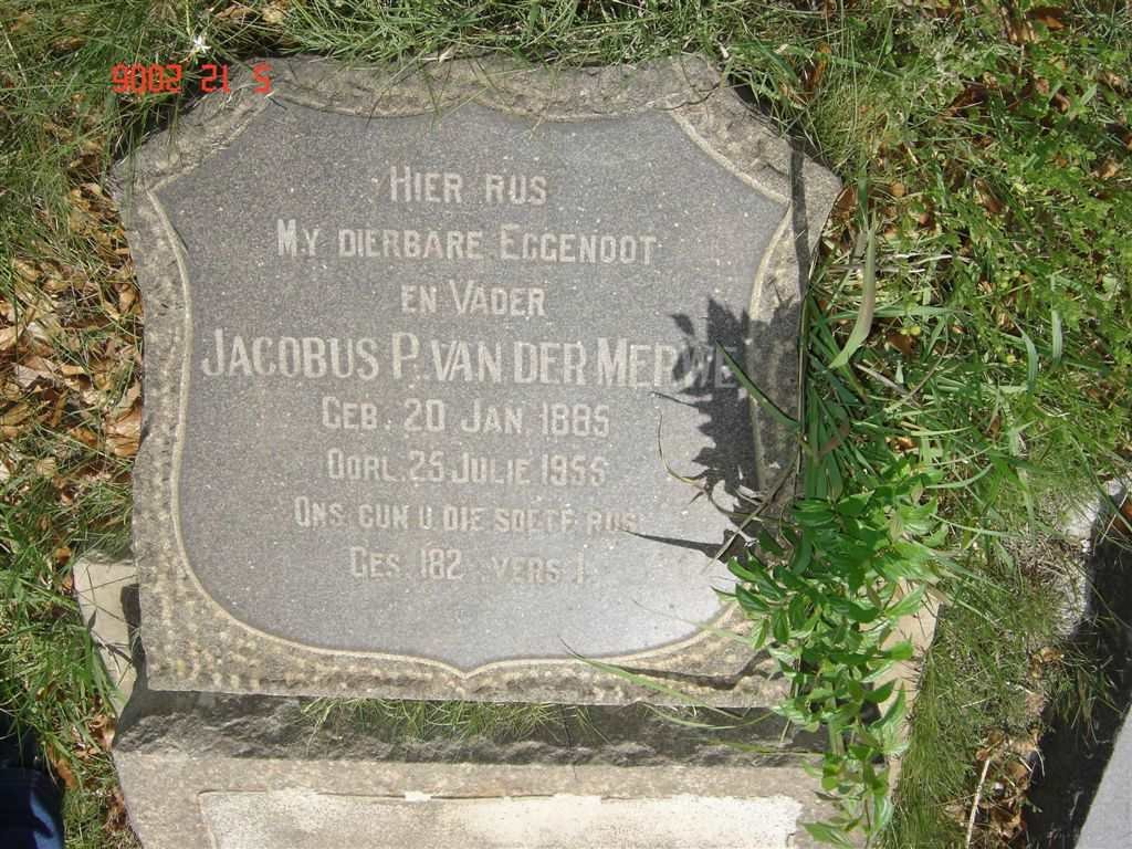 MERWE Jacobus P., van der 1885-1955
