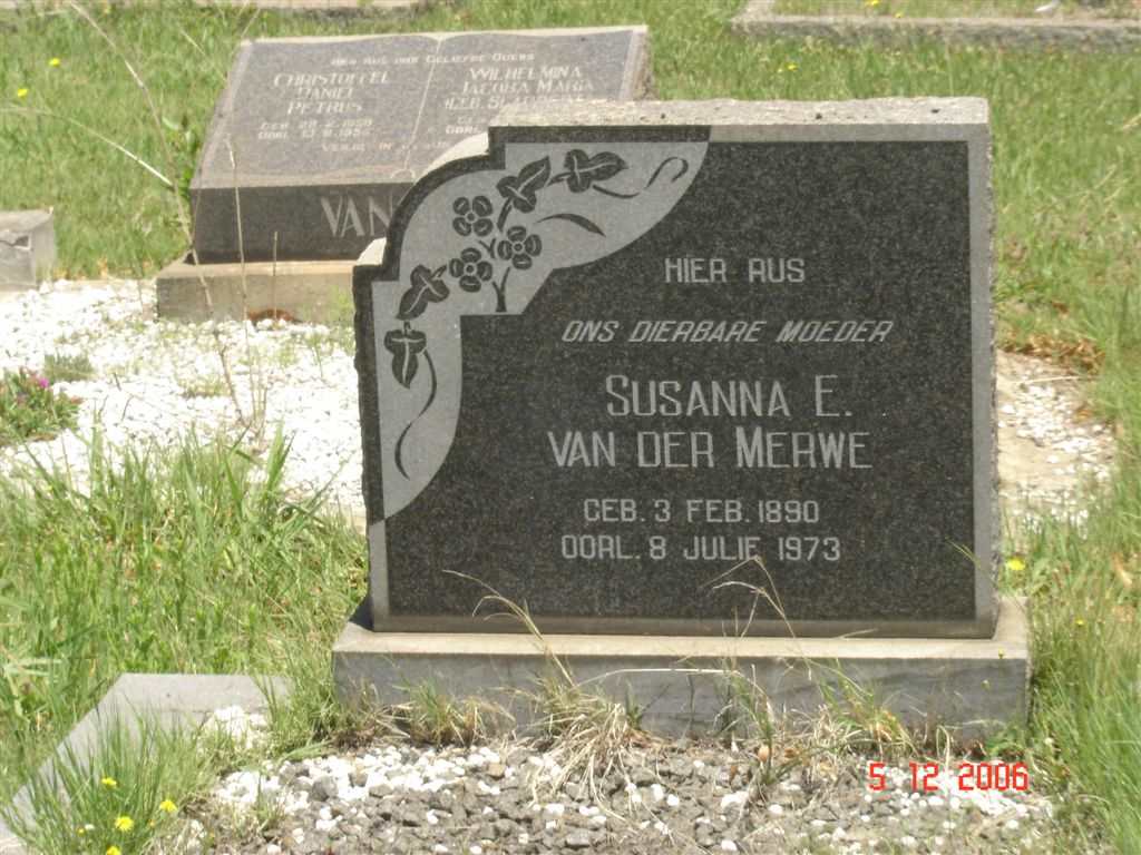 MERWE Susanna E., van der 1890-1973