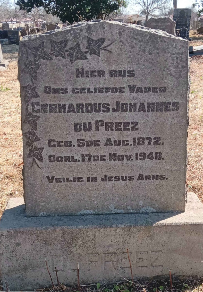 PREEZ Gerhardus Johannes, du 1872-1948