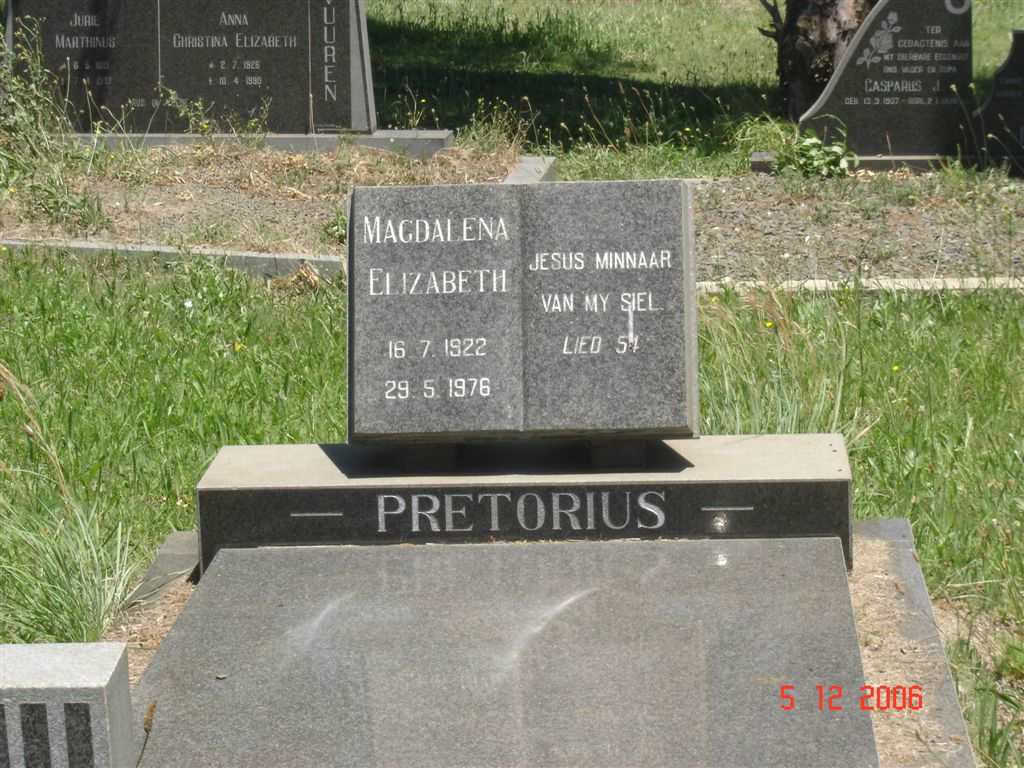 PRETORIUS Magdalena Elizabeth 1922-1976