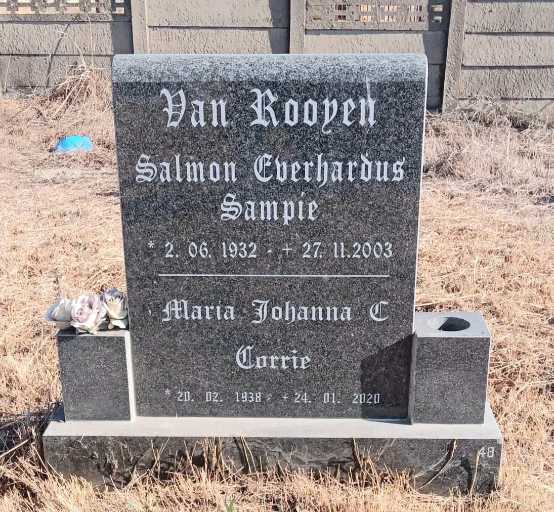 ROOYEN Salmon Everhardus, van 1932-2003 & Maria Johanna C. 1938-2020 