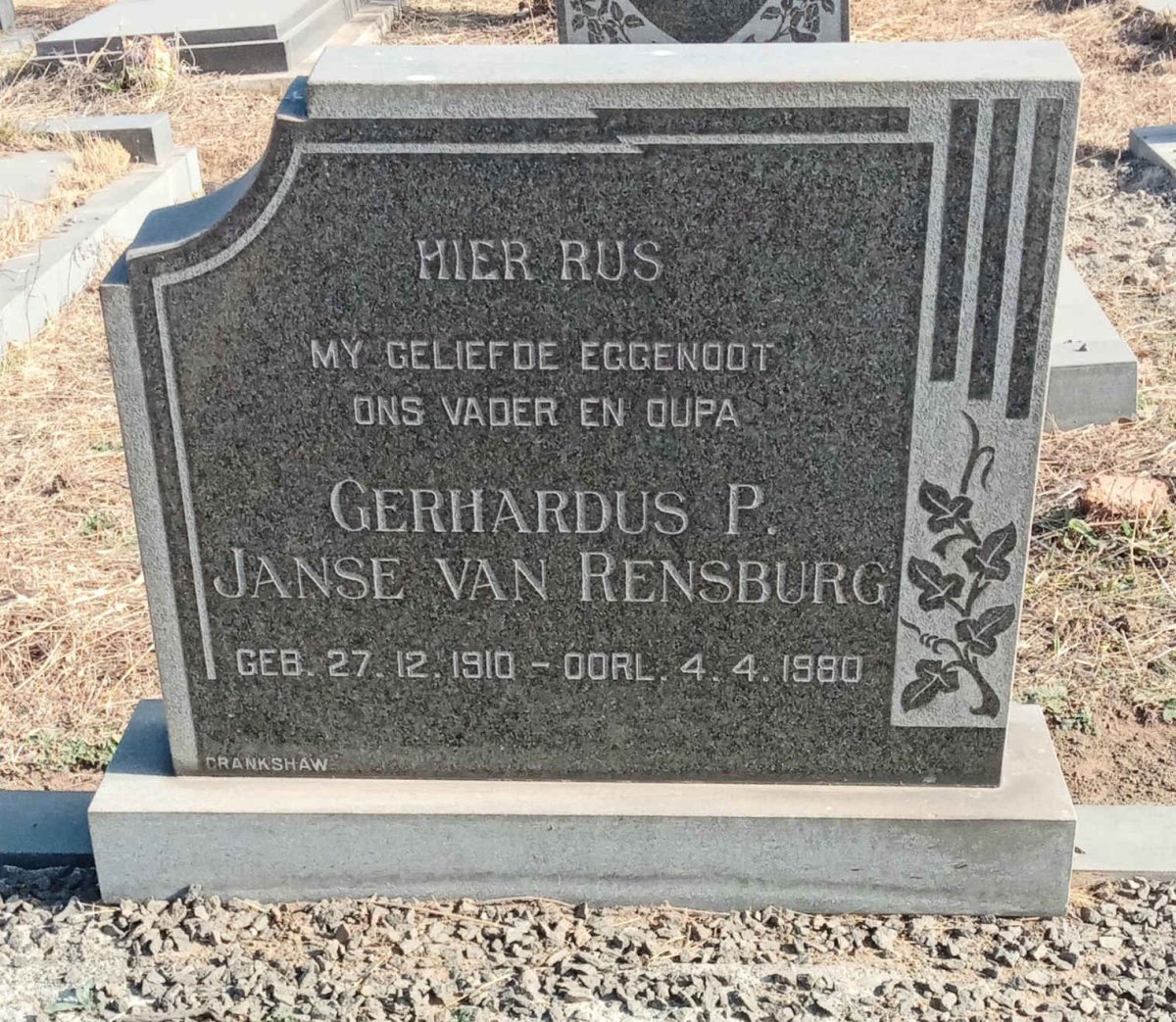 RENSBURG Gerhardus P., Janse van 1910-1980