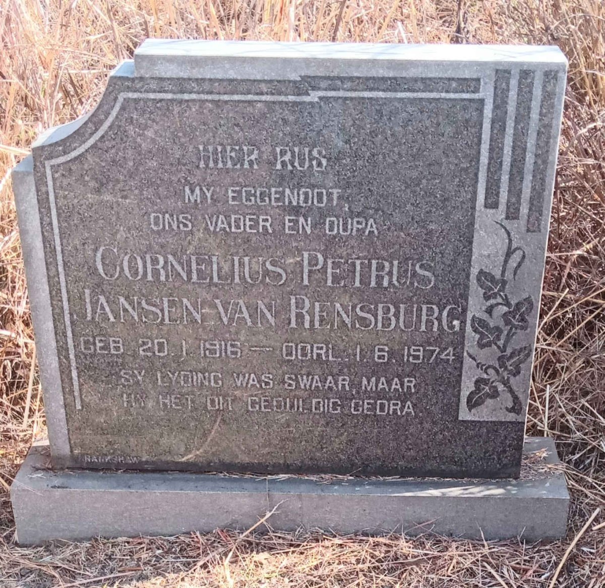 RENSBURG Cornelius Petrus, Jansen van 1916-1974