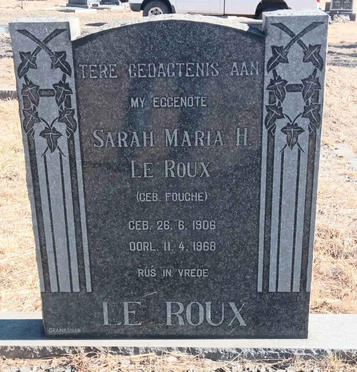 ROUX Sarah Maria H., le nee FOUCHE 1906-1968