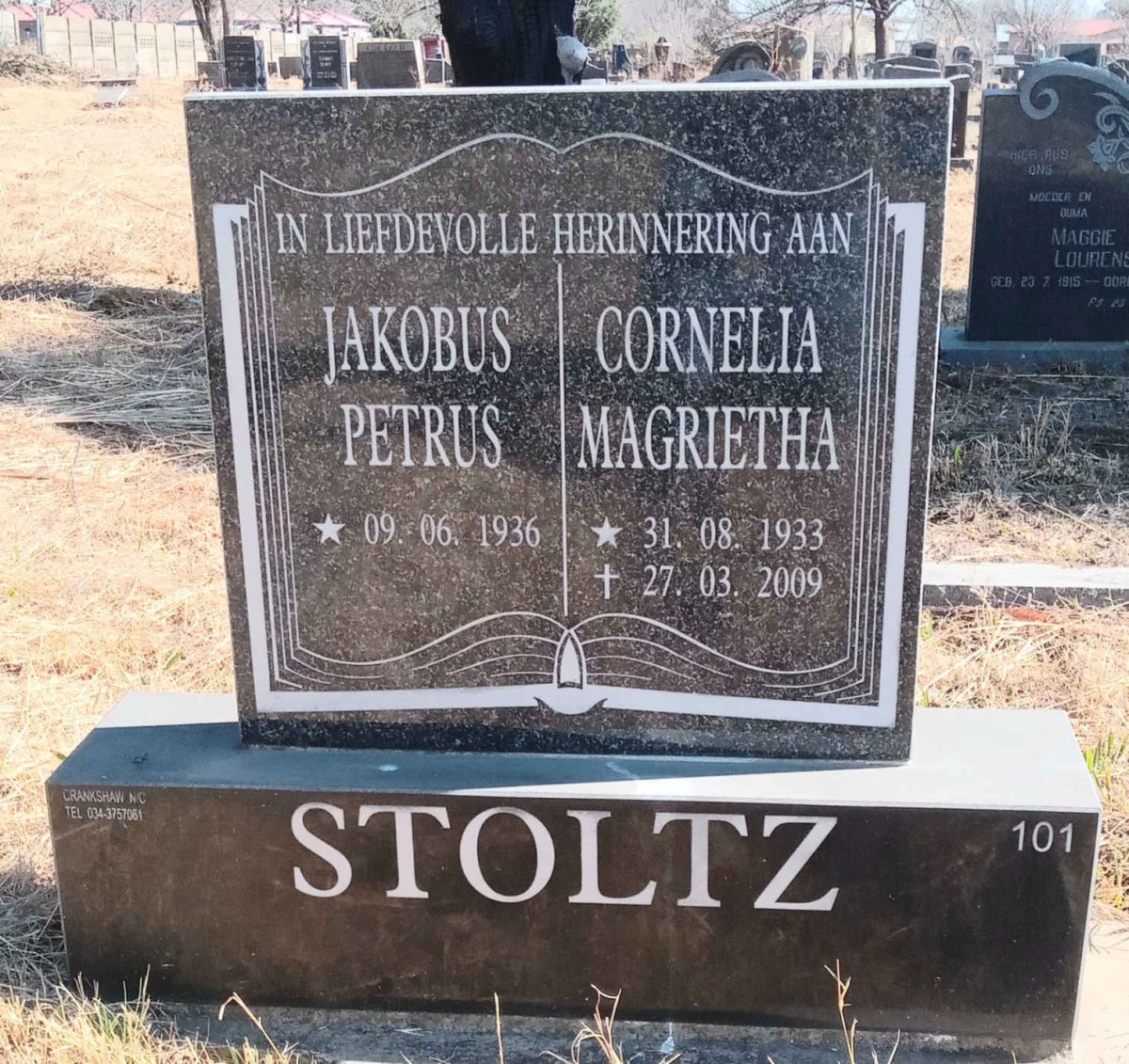 STOLTZ Jacobus Petrus 1936- & Cornelia Magrietha 1933-2009