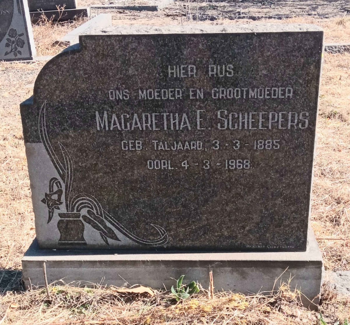 SCHEEPERS Magaretha E. nee Taljaard 1885-1968