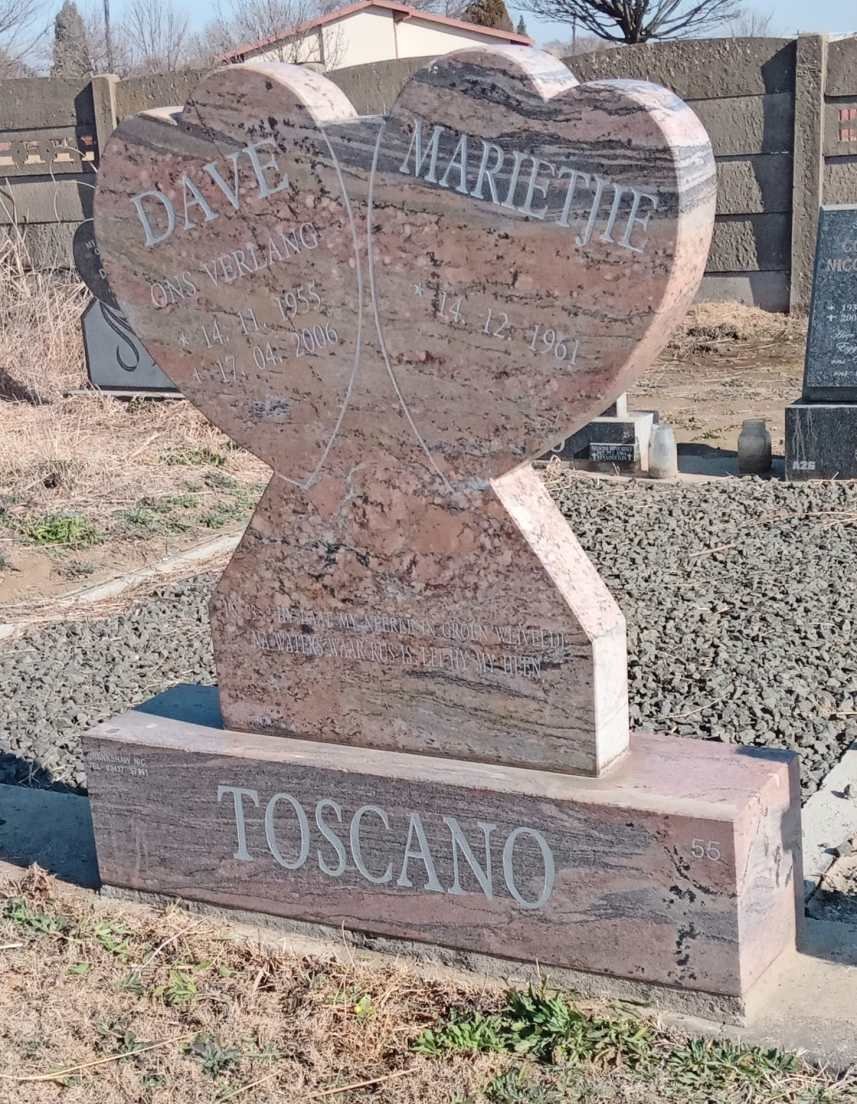 TOSCANO Dave 1955-2006 & Marietjie 1961-
