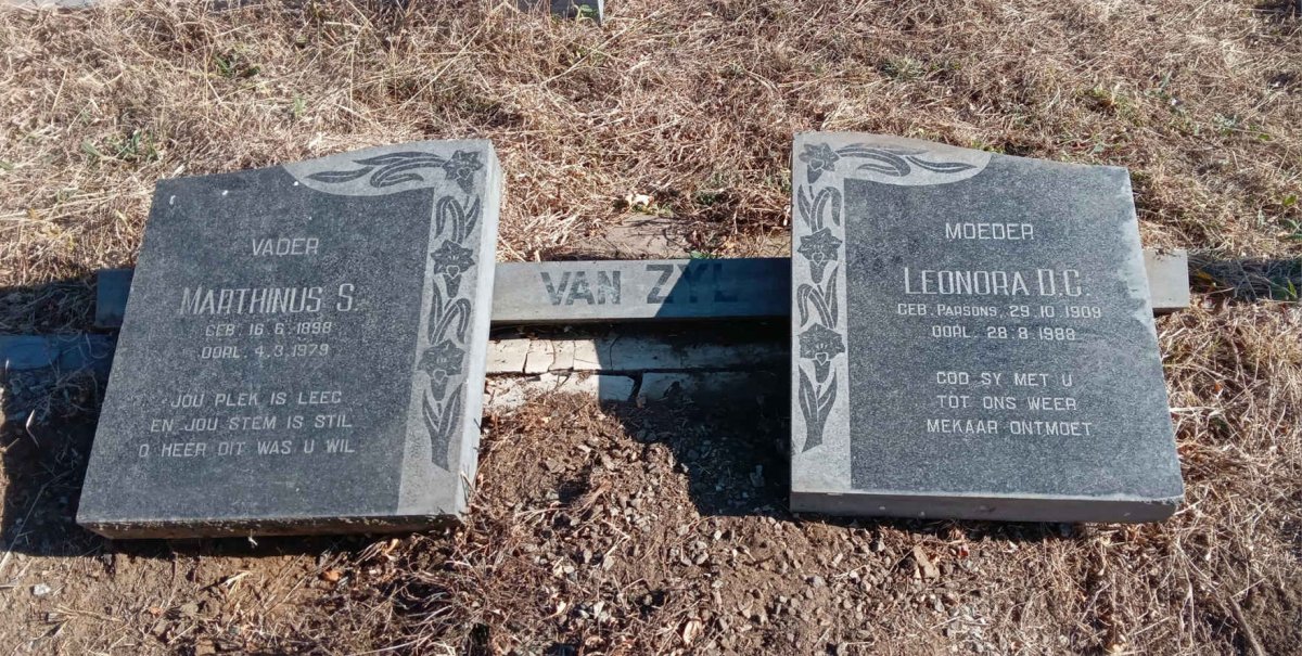 ZYL Marthinus S., van 1898-1979 & Leonora D.C. PARSONS 1909-1988