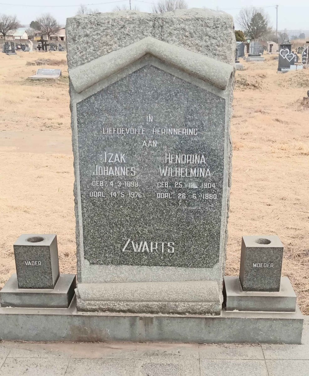 ZWARTS Izak Johannes 1898-1976 & Hendrina Wilhelmina 1904-1980