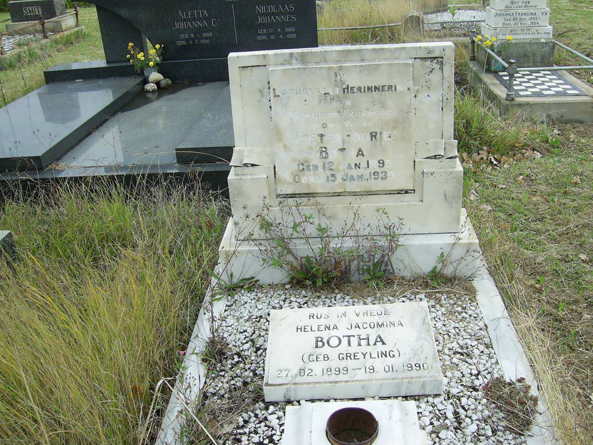 BOTHA Pieter Fourie 1895-1932 &amp; Helena Jacomina GREYLING 1899-1990
