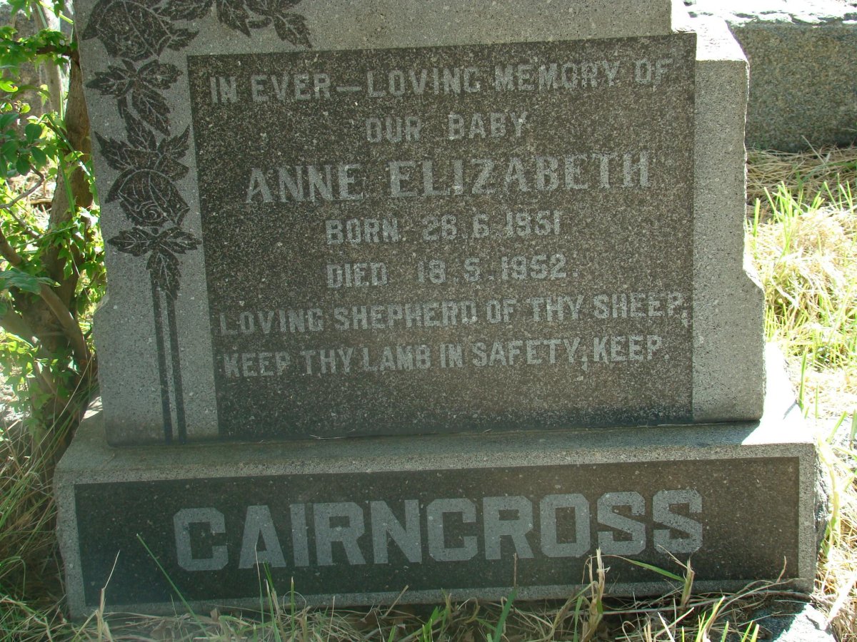 CAIRNCROSS Anne Elizabeth 1951-1952