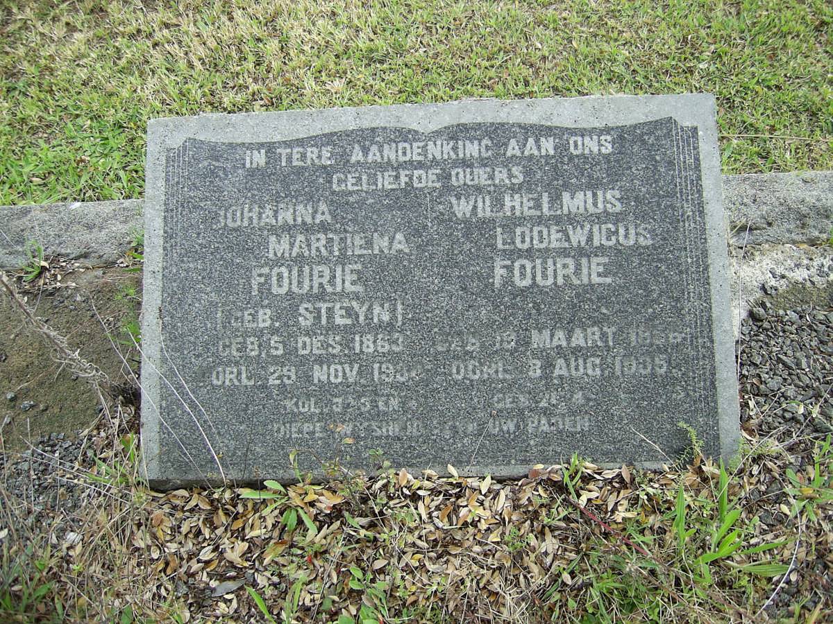 FOURIE Wilhelmus Lodewicus 1856-1935 &amp; Johanna Martiena STEYN 1853-193?