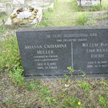 FOURIE Willem Wouter Lodewickus 1889-1932 :: MULLER Johanna Catharina formerly FOURIE nee LABUSCHAGNE 1884-1968