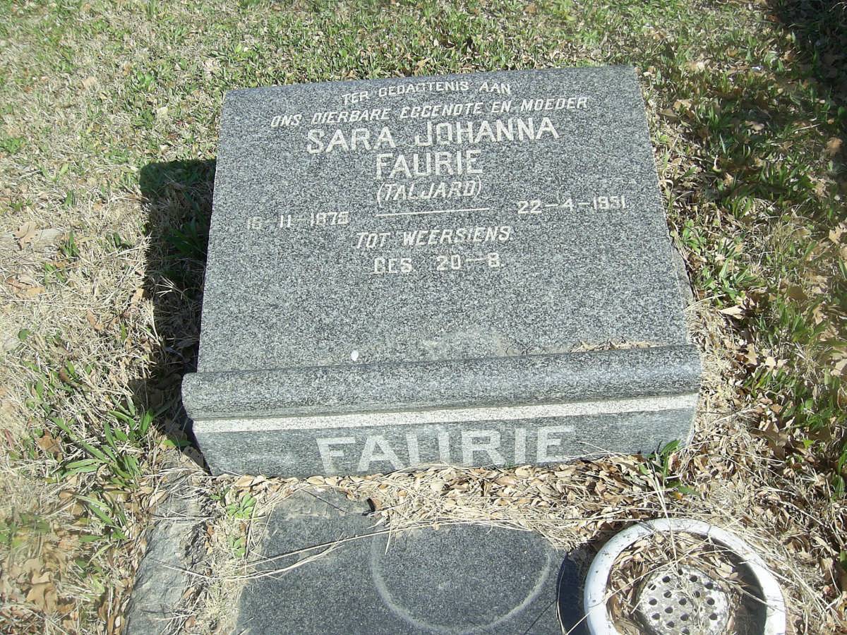 FAURIE Sara Johanna nee TALJARD 1875-1951
