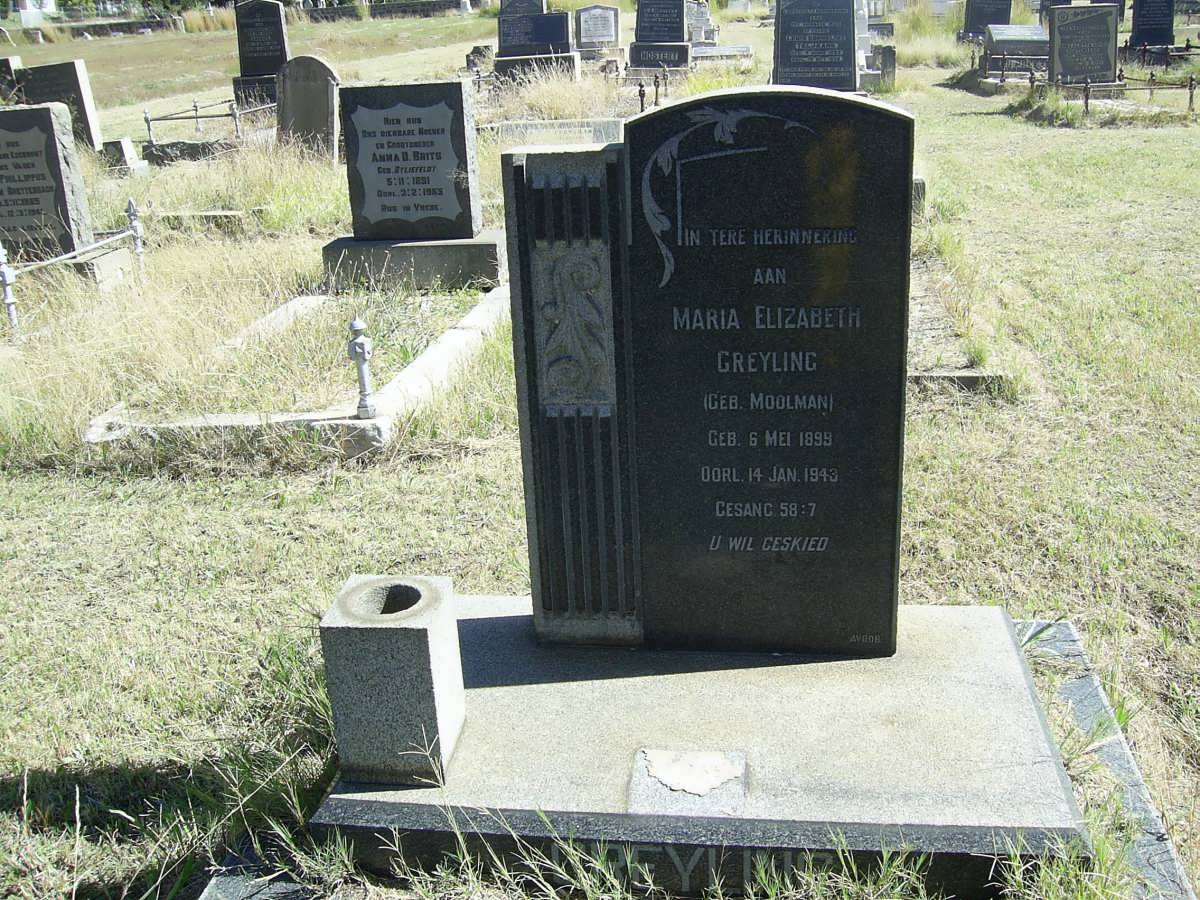 GREYLING Maria Elizabeth nee MOOLMAN 1898-1943