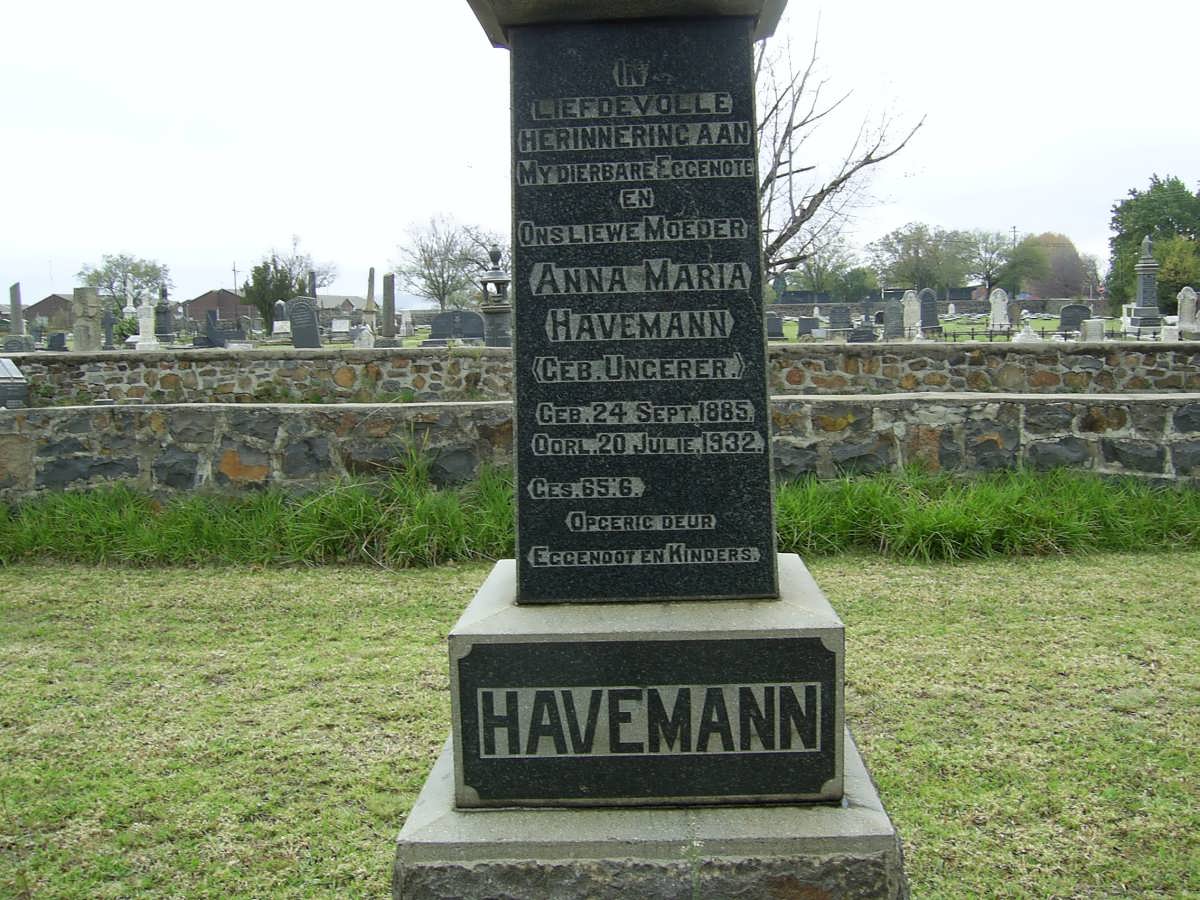 HAVEMANN Anna Maria nee UNGERER 1885-1932