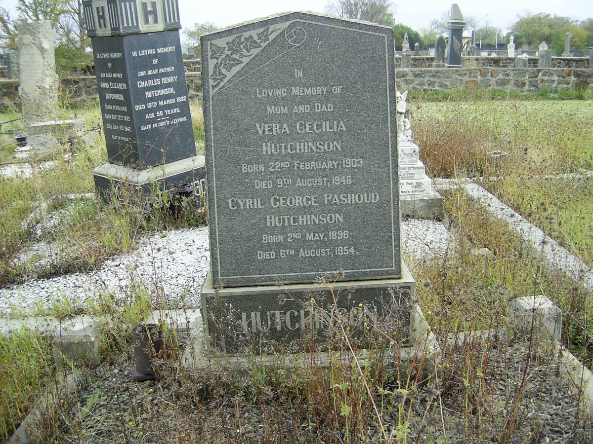 HUTCHINSON Cyril George Pashoud 1898-1954 &amp; Vera Cecilia 1903-1946