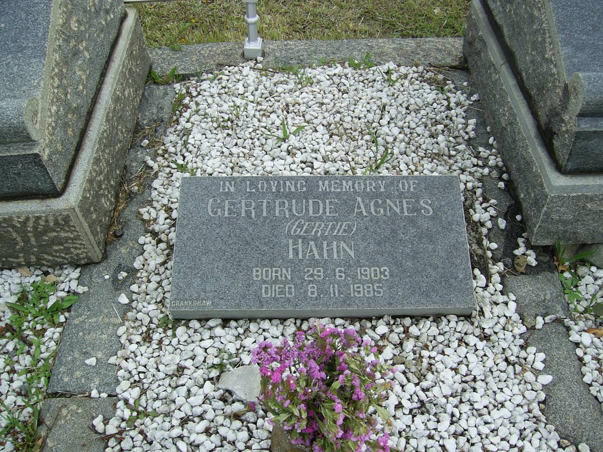 HAHN Gertrude Agnes 1903-1985