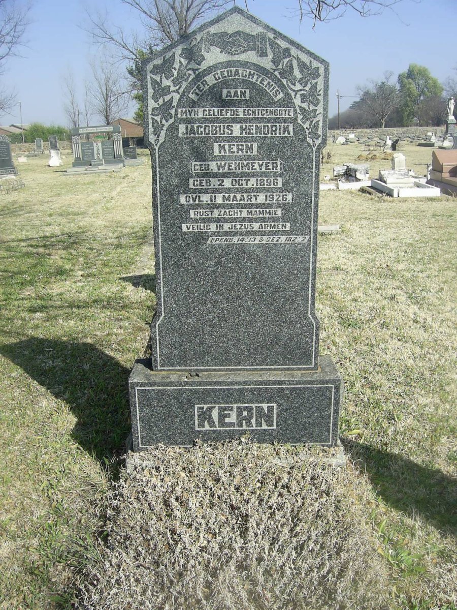 KERN Jacobus Hendrik nee WEHMEYER 1896-1926