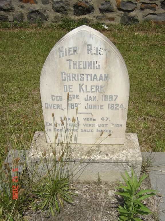 KLERK Theunis Christiaan, de 1887-1924