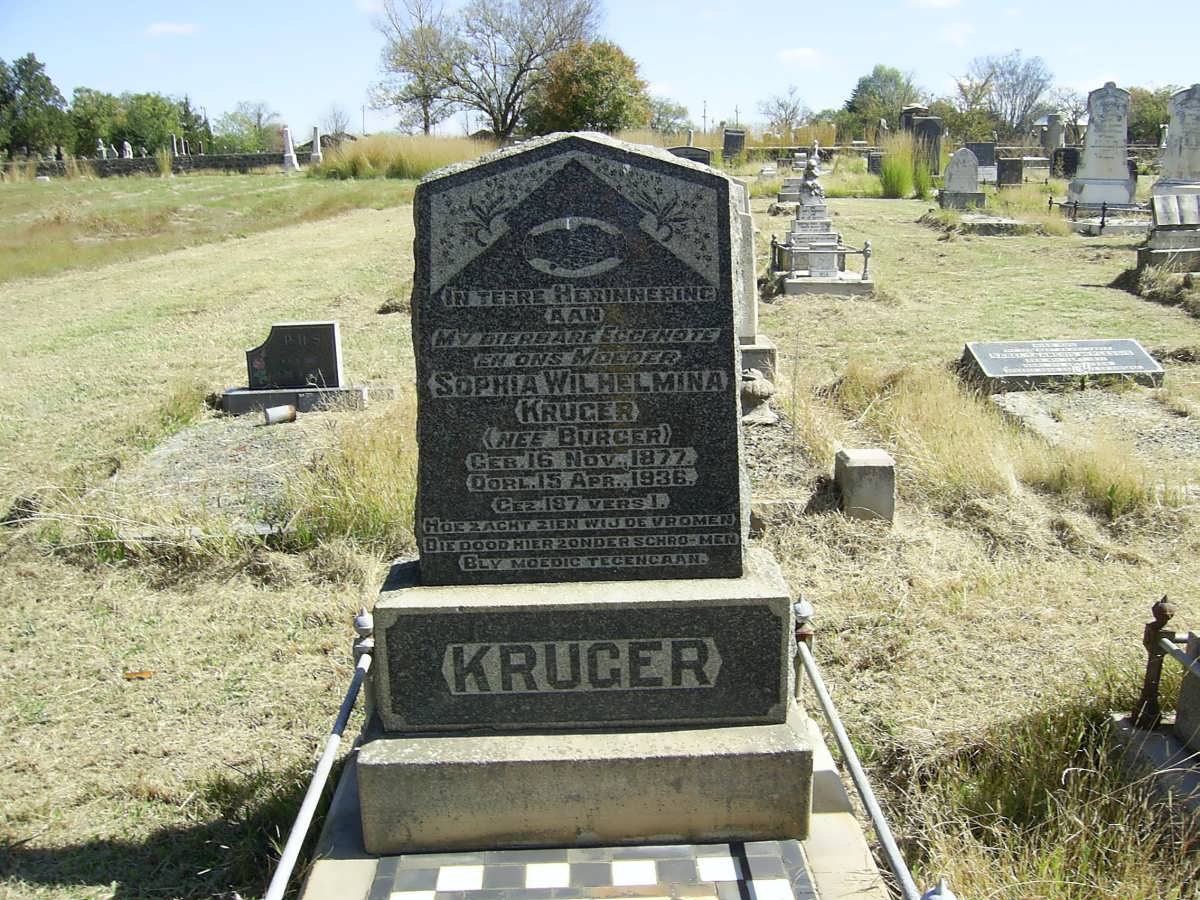 KRUGER Sophia Wilhelmina nee BURGER 1877-1936