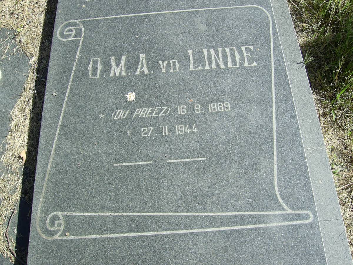 LINDA O.M.A., van der nee DU PREEZ 1889-1944