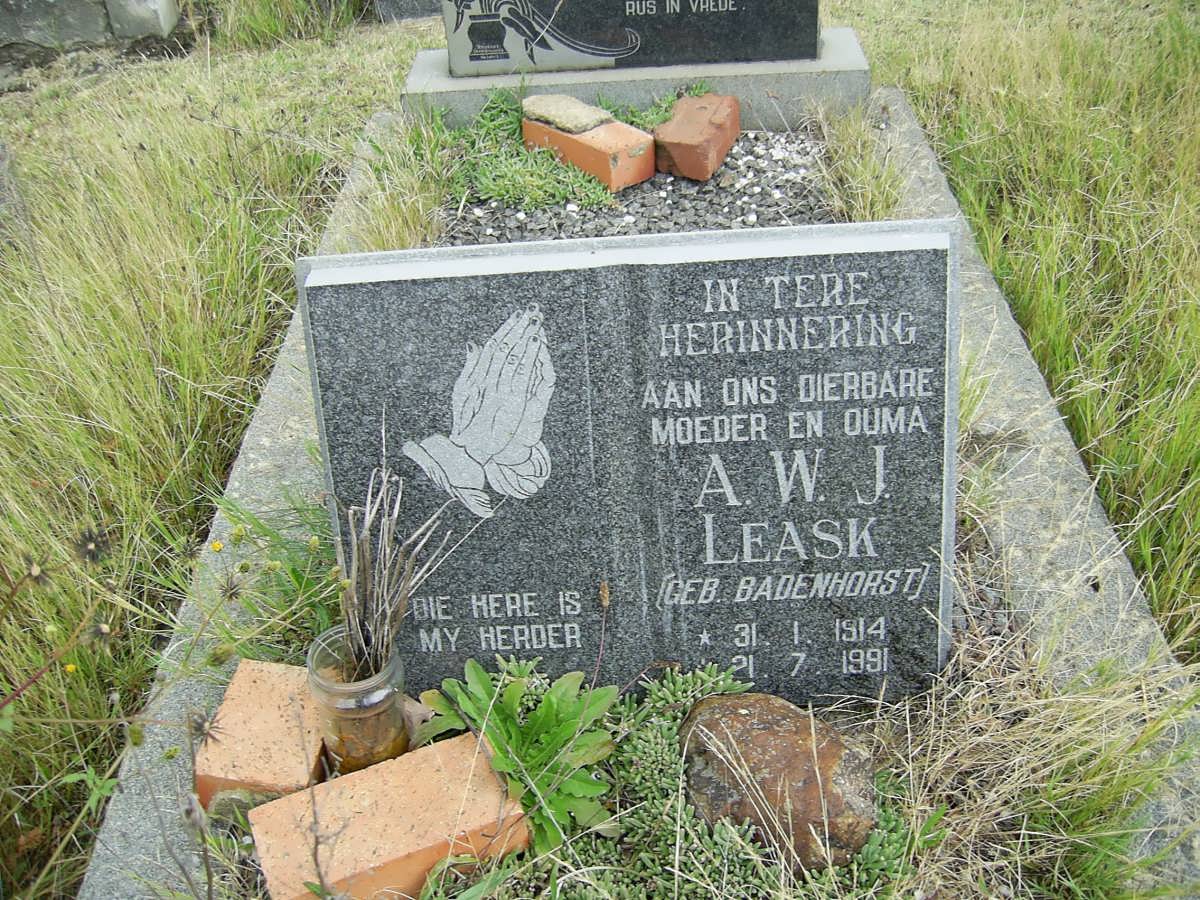 LEASK A.W.J. nee BADENHORST 1914-1991