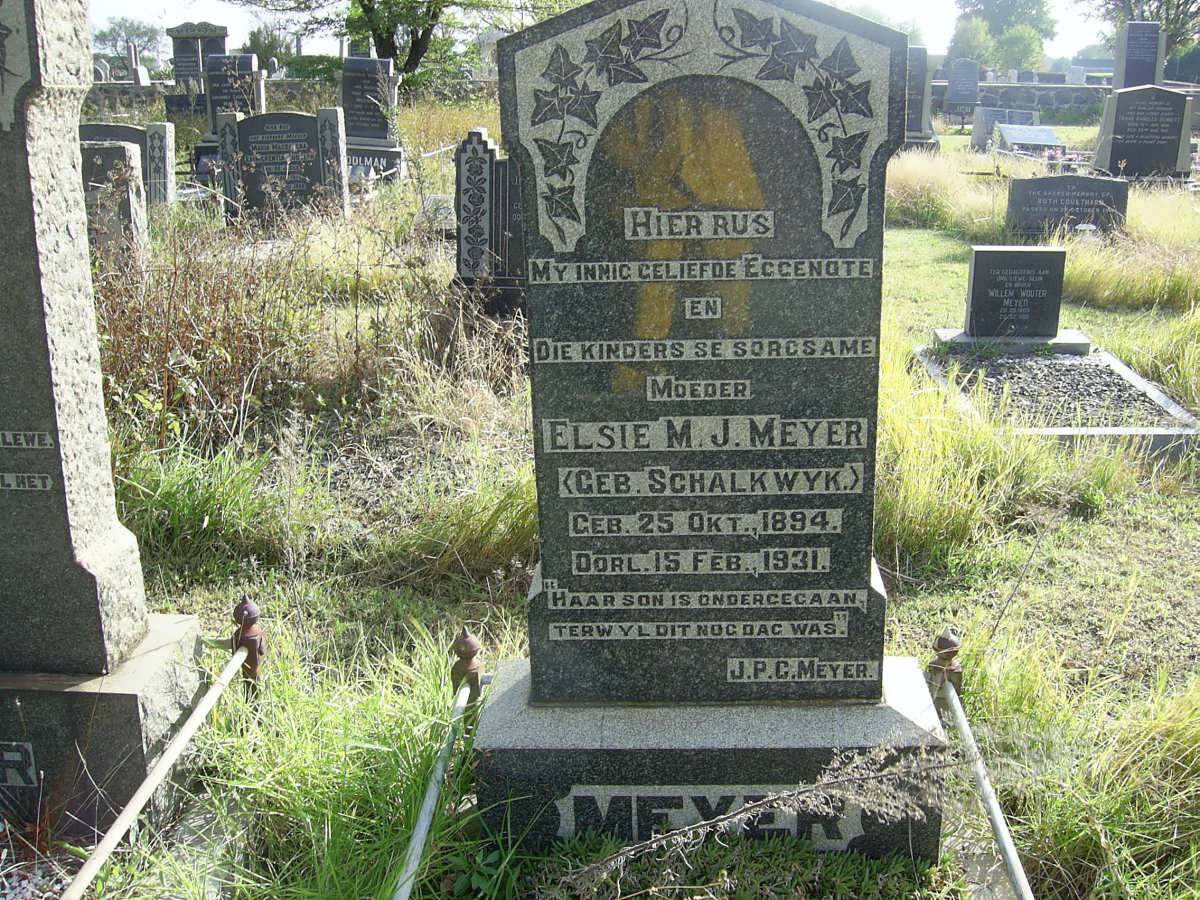 MEYER Elsie M.J. nee SCHALKWYK 1894-1931