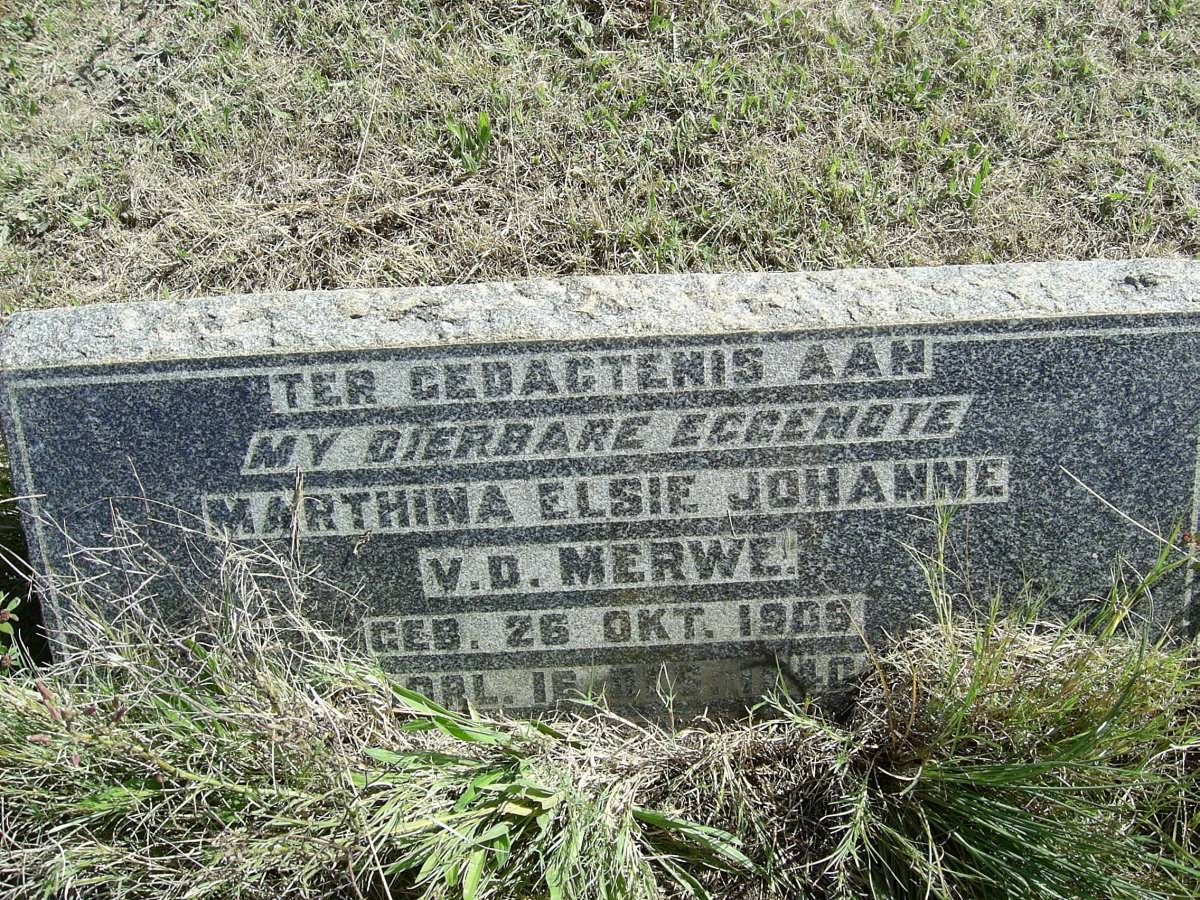 MERWE Marthina Elsie Johanne, van der 1906-1940