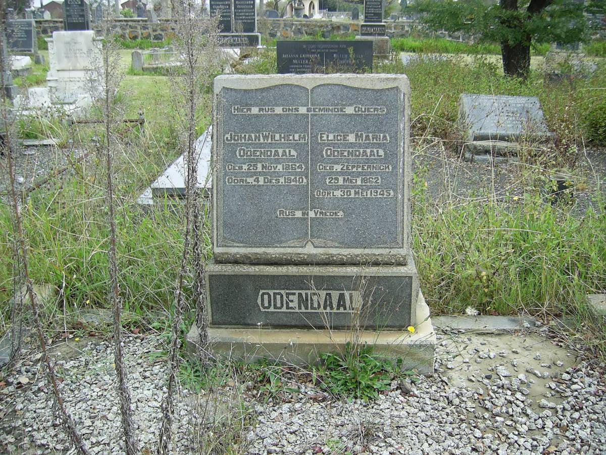 ODENDAAL Johan Wilhelm 1864-1940 &amp; Elige Maria ZEPPERNICK 1862-1945