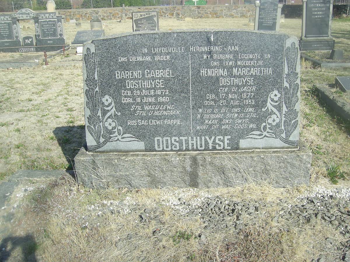 OOSTHUYSE Barend Gabriel 1873-1960 &amp; Hendrina Margaretha DE JAGER 1877-1953