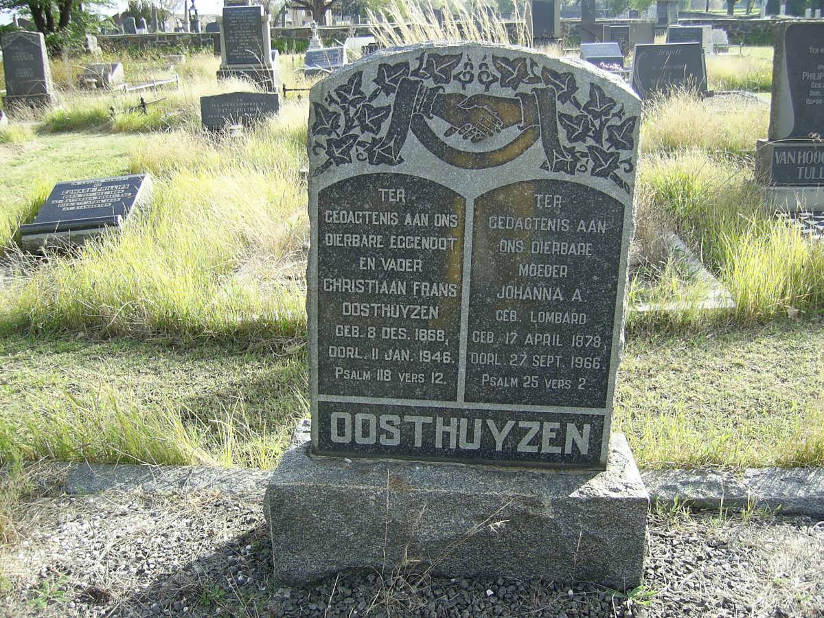 OOSTHUYZEN Christiaan Frans 1868-1946 &amp; Johanna A. LOMBARD 1878-1966