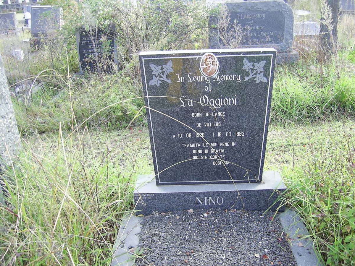 OGGIONI Lu 1930-1993 formerly DE VILLIERS nee DE LANGE