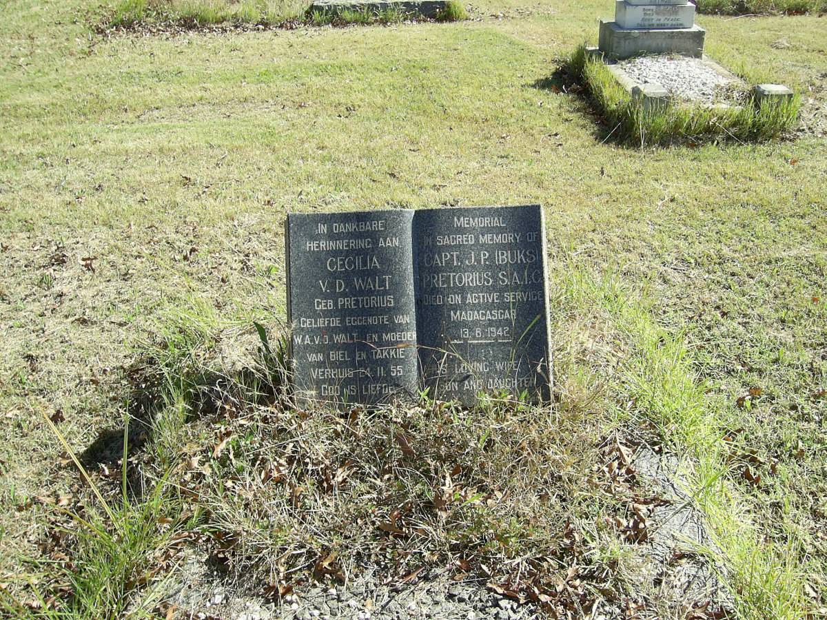 PRETORIUS J.P. -1942 :: WALT Cecilia, van der nee PRETORIUS -1955