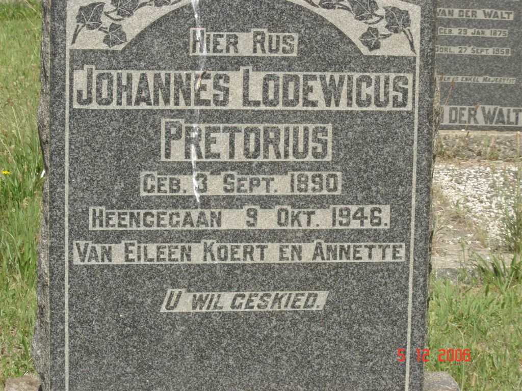 PRETORIUS Johannes Lodewicus 1890-1946