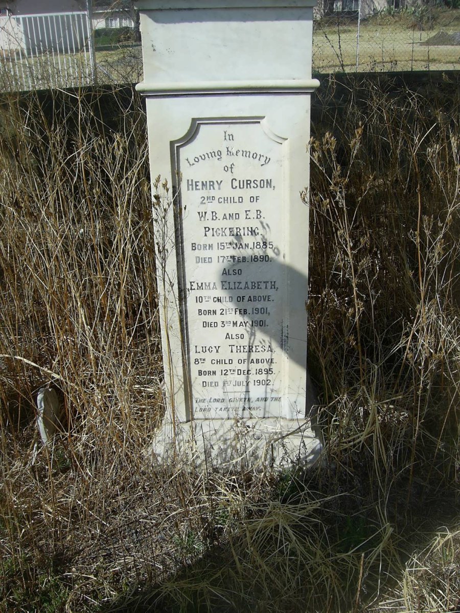 PICKERING Henry Curson 1885-1890 :: PICKERING Emma Elizabeth 1901-1901 :: PICKERING Lucy Theresa 1895-1902