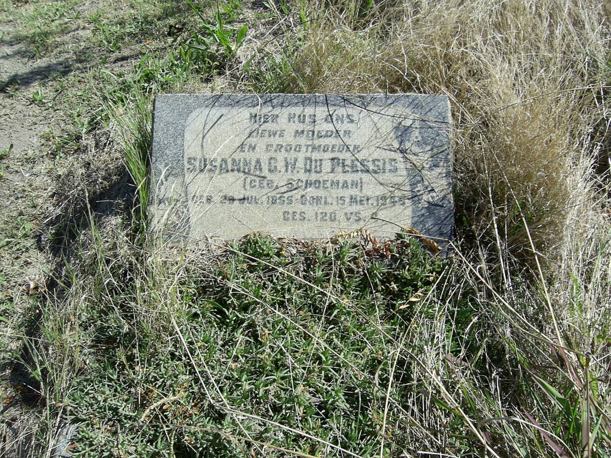 PLESSIS Susanna C.W., du nee SCHOEMAN 1855-1945