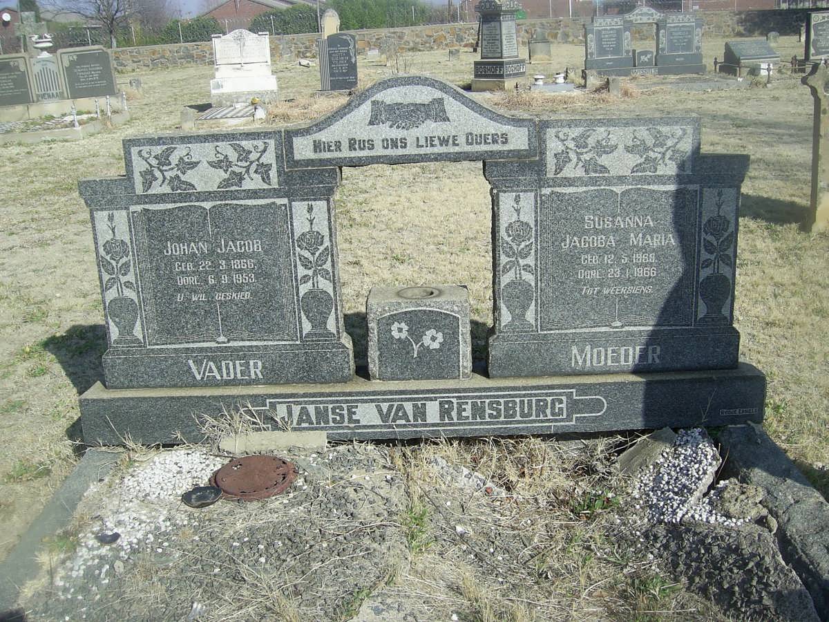 RENSBURG Johan Jacob, Janse Van 1866-1953 &amp; Susanna Jacoba Maria 1868-1956