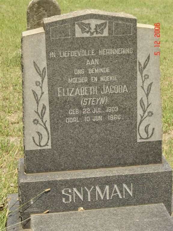 SNYMAN Elizabeth Jacoba nee STEYN 1903-1966