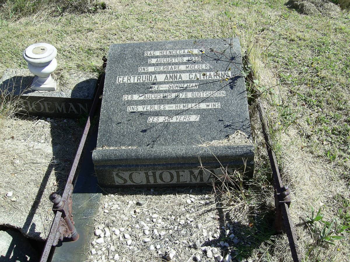 SCHOEMAN Gertruida Anna Catharina nee SCHOEMAN 1878-1958