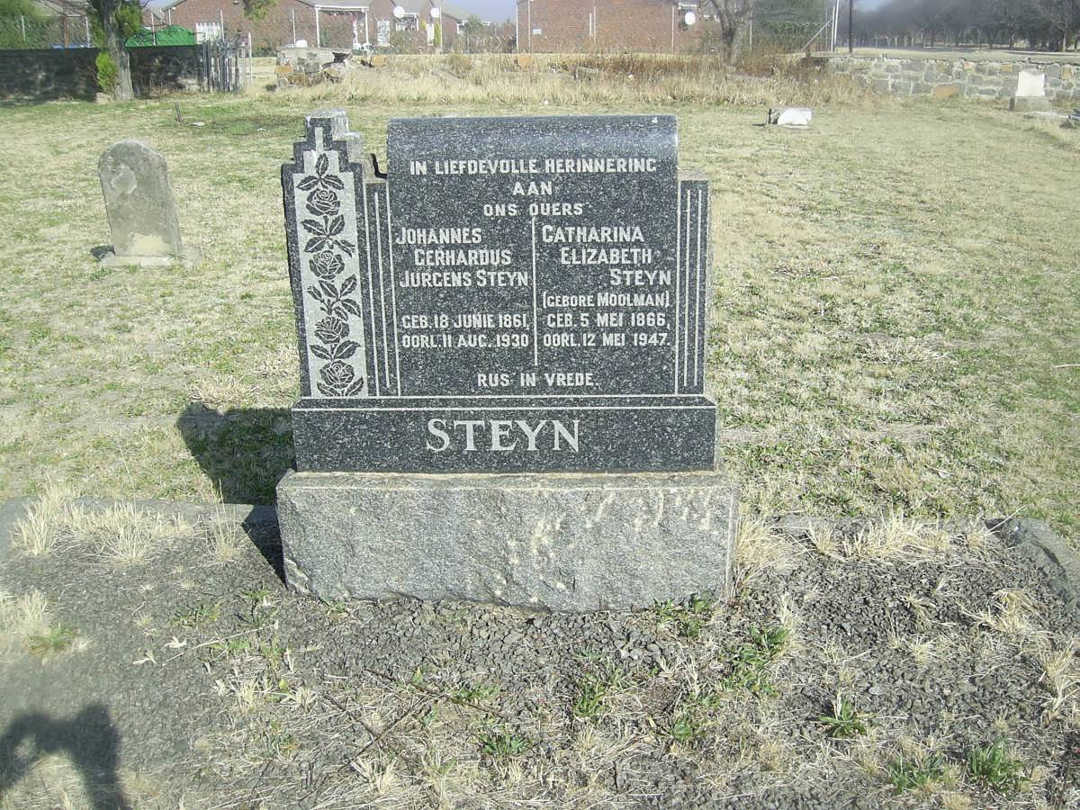 STEYN Johannes Gerhardus Jurgens 1861-1930 &amp; Catharina Elizabeth MOOLMAN 1866-1947