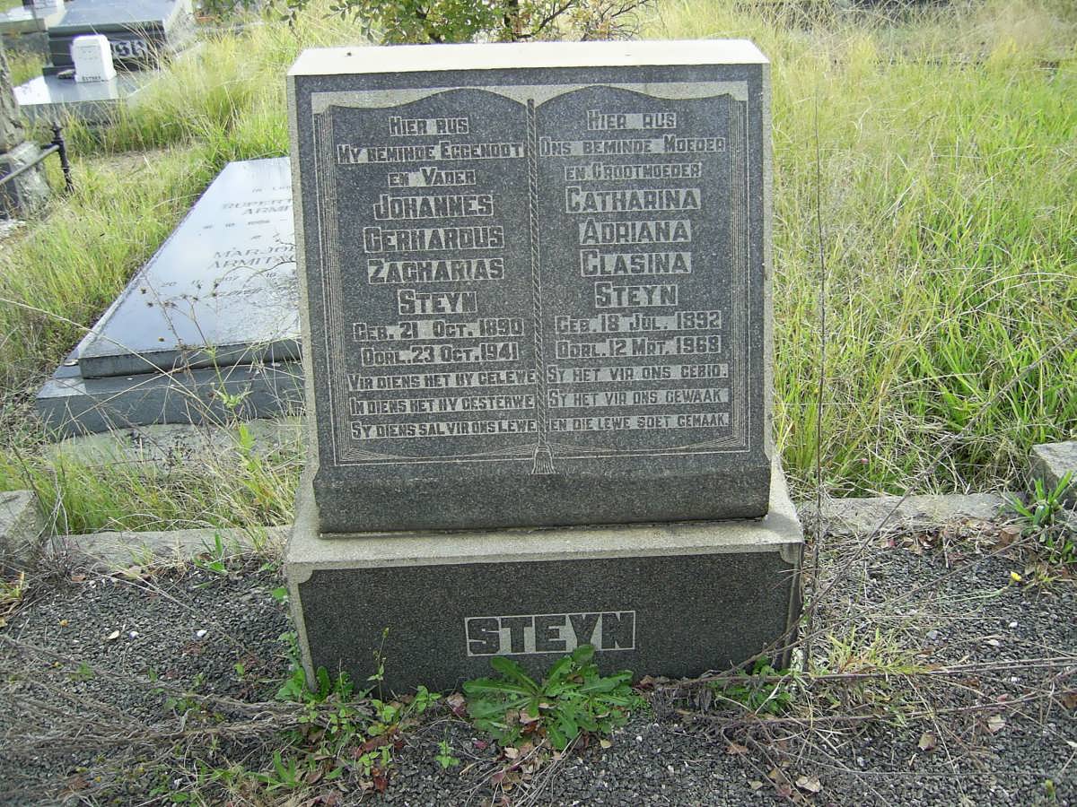 STEYN Johannes Gerhardus Zacharias 1890-1941 &amp; Catharina Adriana Clasina 1892-1968