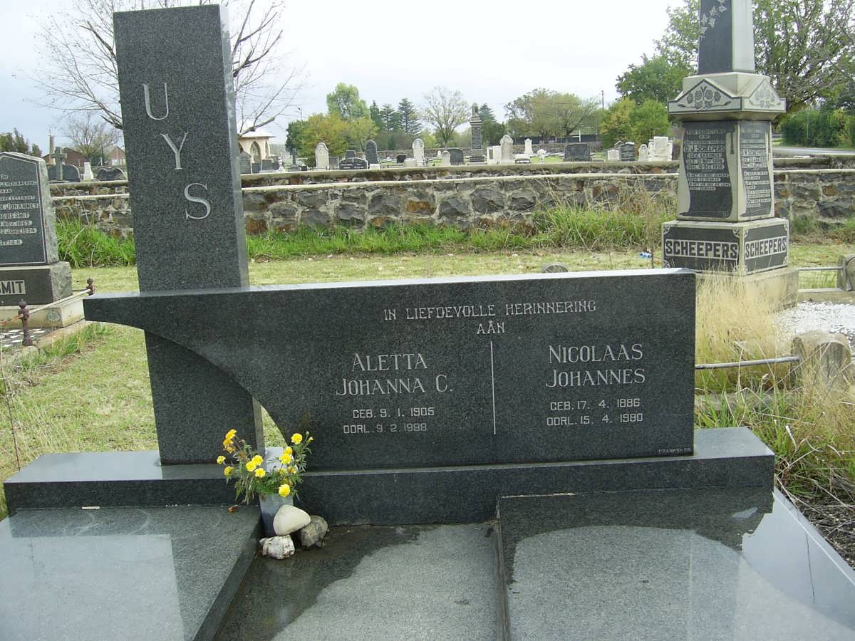 UYS Nicolaas Johannes 1886-1980 &amp; Aletta Johanna C. 1905-1988