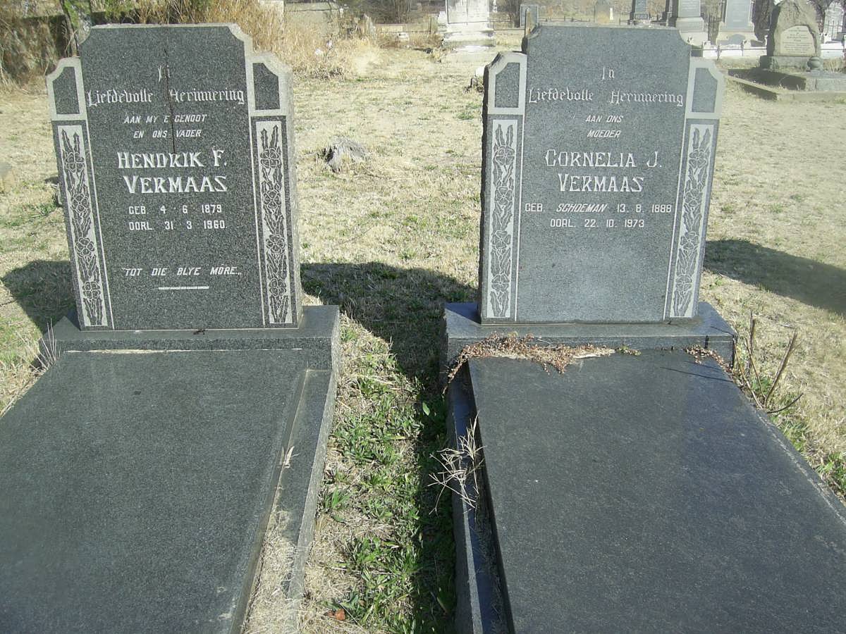 VERMAAS Hendrik F. 1879-1960 &amp; Cornelia J. SCHOEMAN 1888-1973
