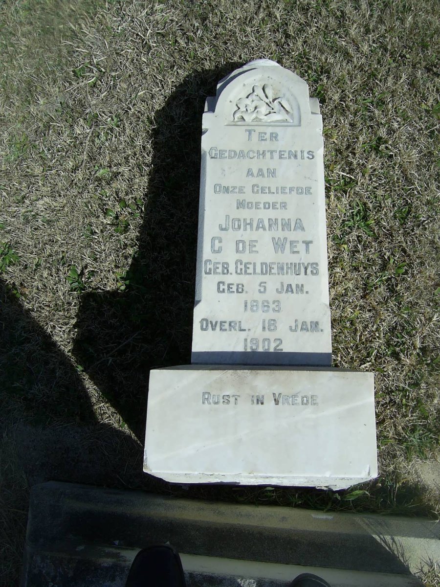 WET Johanna C., de nee GELDENHUYS 1863-1902