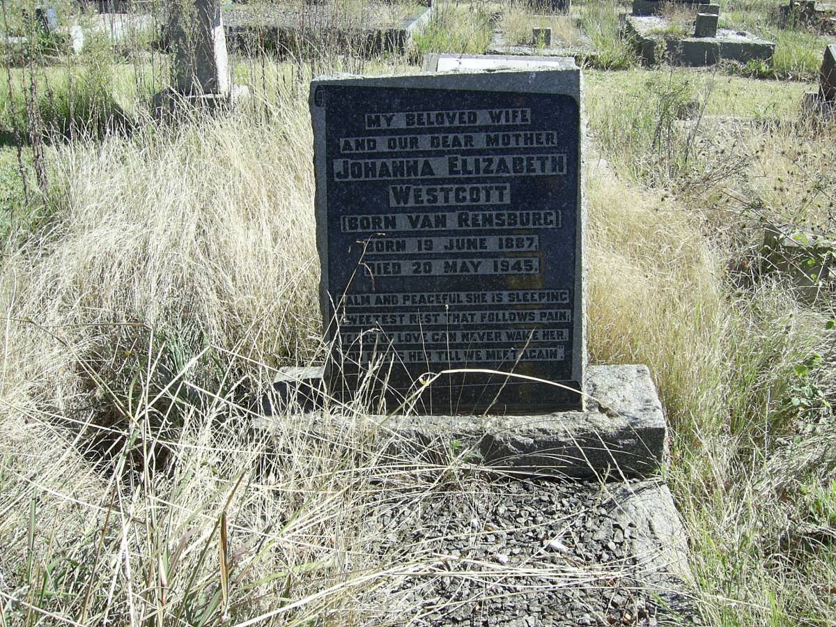 WESTCOTT Johanna Elizabeth nee VAN RENSBURG 1887-1945