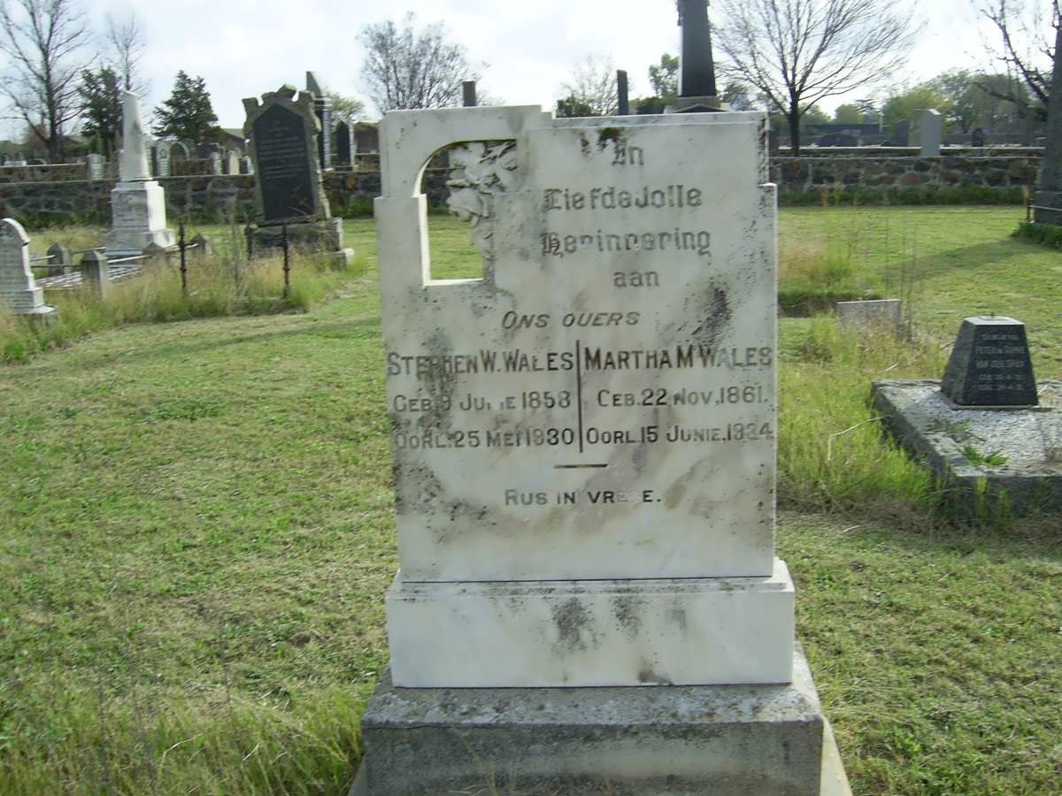 WALES Stephen W. 1858-1930 &amp; Martha M. 1861-1934