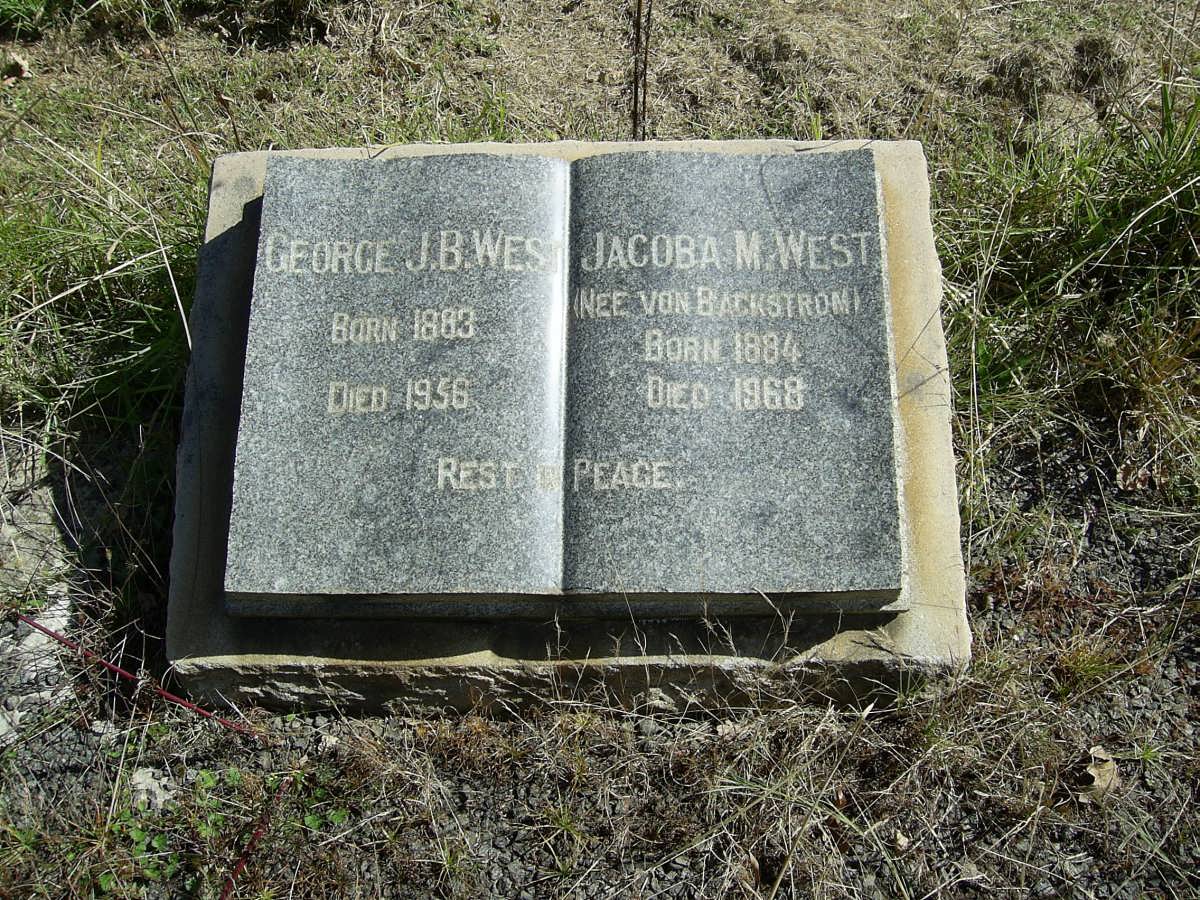 WEST George J.B. 1883-1958 &amp; Jacoba M. VON BACKSTROM 1884-1968